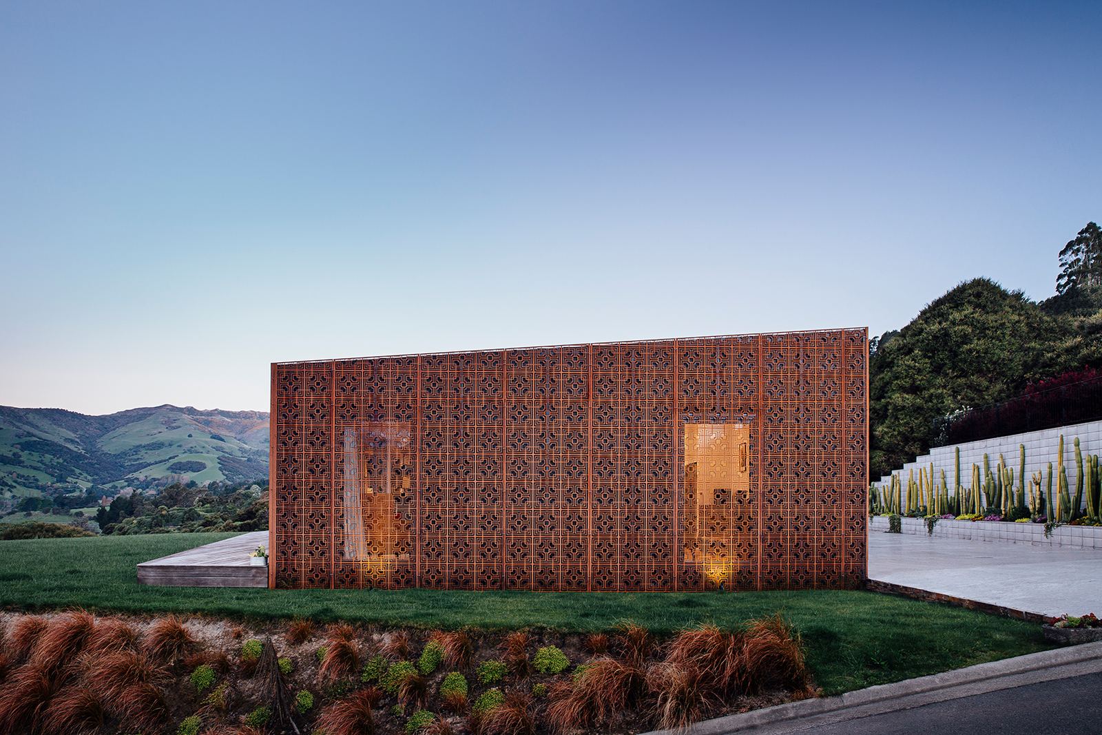 Kingfisher Point, Akaroa – angular cedar and Cor-Ten home on Banks Peninsula by AW Architects