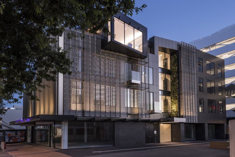 112 Cashel – Cashel Mall mixed-use building with bronze fins by AW Architects – image 2
