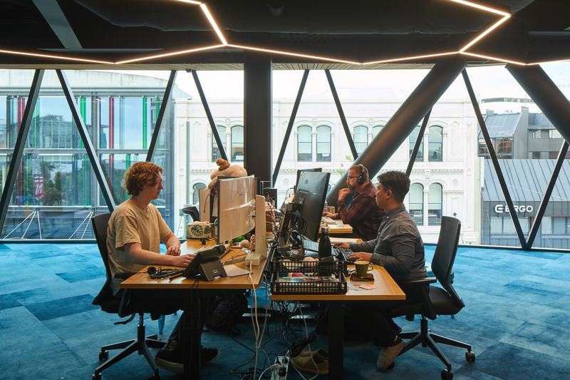 GymMaster office fitout, 200 High Street Christchurch – five-level workplace with exposed ceilings and bold bathrooms by AW Architects – image 2