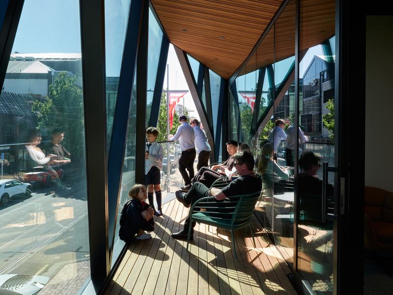 GymMaster office fitout, 200 High Street Christchurch – five-level workplace with exposed ceilings and bold bathrooms by AW Architects – image 3
